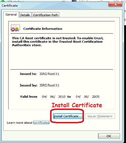 Windows 7 Certificate Issue 1